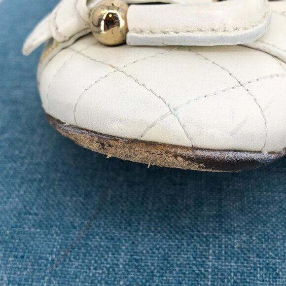 Burberry Off-White Leather Quilted "Stirrup" Buckle Ballet Flats size 39  = 8 - Picture 10 of 13